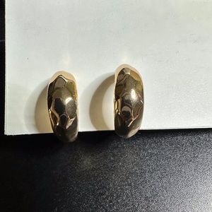 Golden Clip on Hoop Earring has white protector Excellent Condition